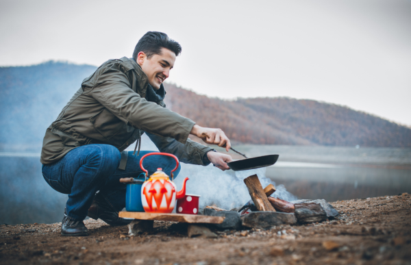 Cooking over a campfire