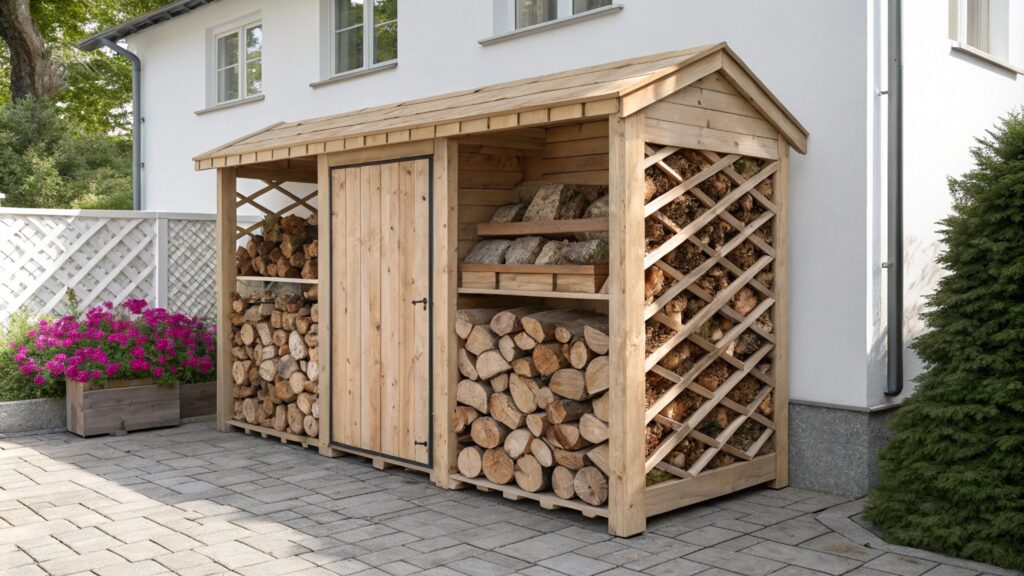 storing chopped wood in the shed